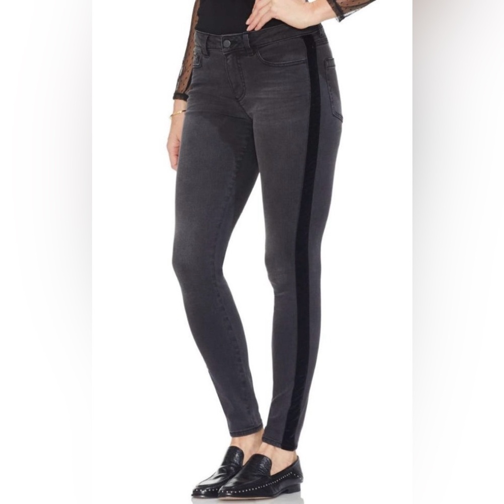 Vince Camuto Black Velvet Seam Skinny Jeans 2